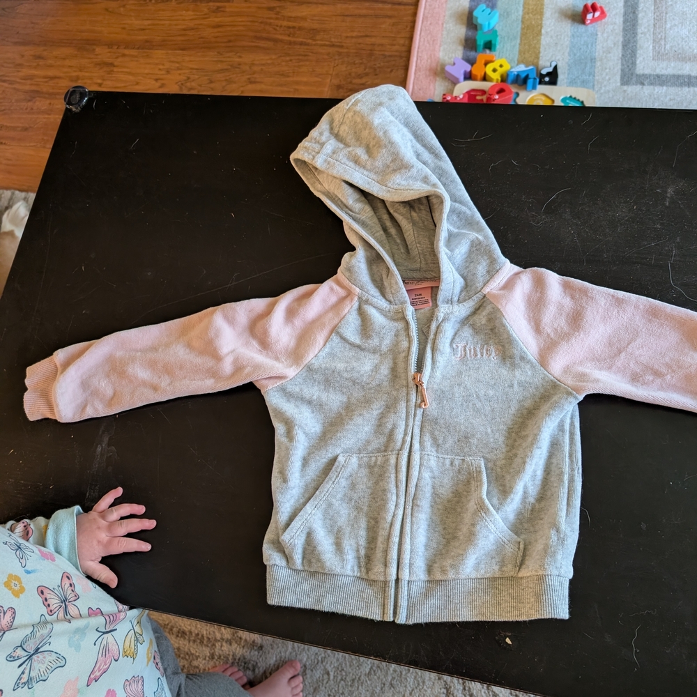 Juicy Couture Kids Gray and Pink Hoodie